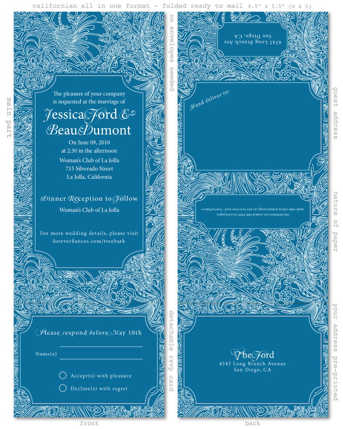 Tree bark all in one invitations