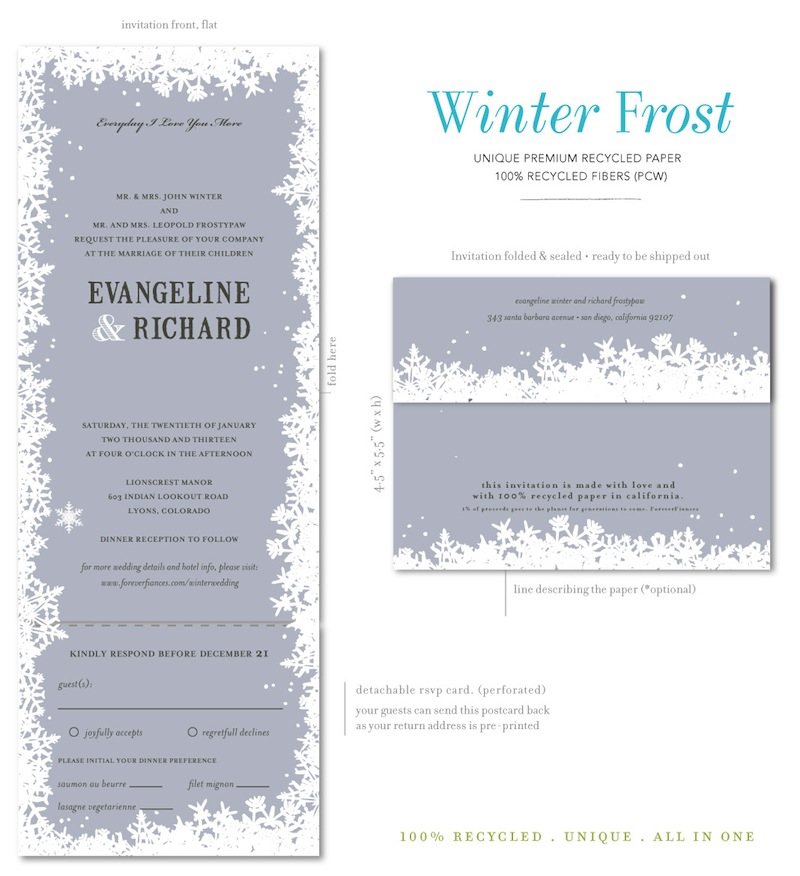 Winter wonderland wedding invitations