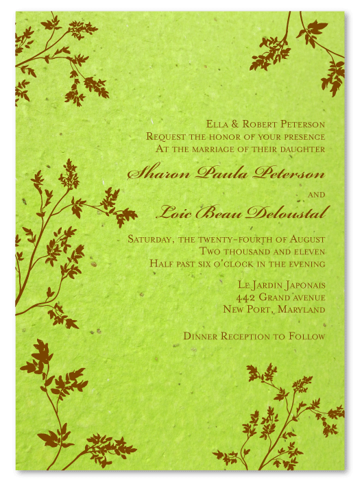 Green Paper wedding cards