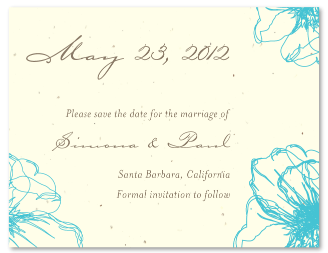 Drawn Poppy save the date cards