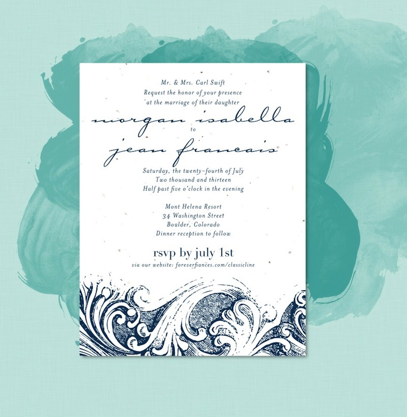Affordable Black on Tiffany blue wedding invitations