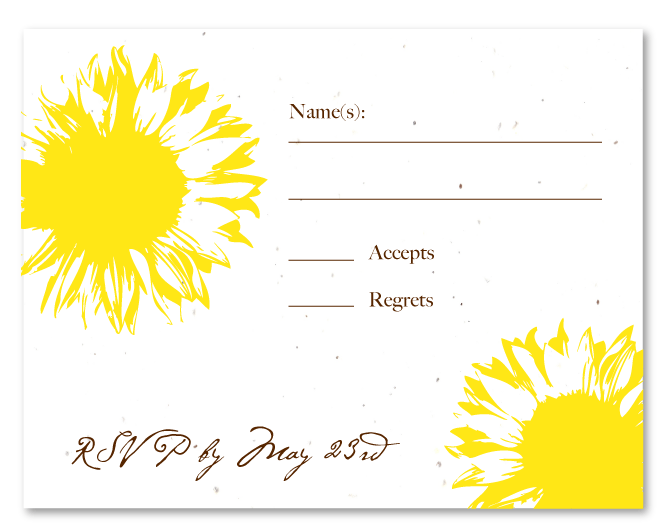 Sunflower wedding response cards