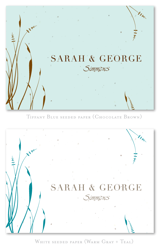 Sea Grass Wedding Thank you notes White and Blue