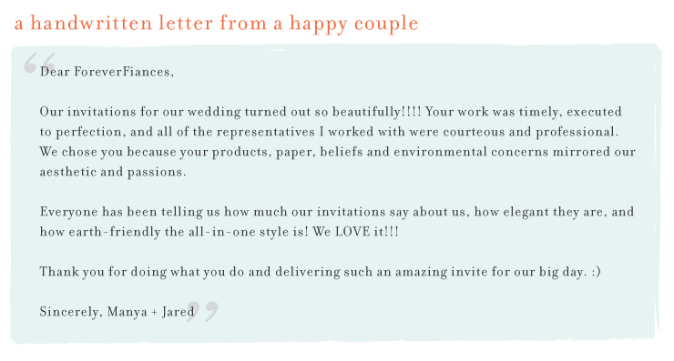 Letter from Manya + Jared