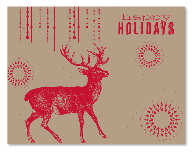 Holiday Green Deer Greeting cards (red)