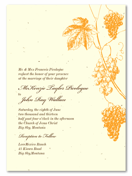 Wine country Old Vine wedding invitations