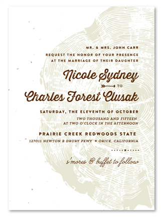 Tree Rings Wedding Invitations on Plantable Paper | Wood Rings by ...